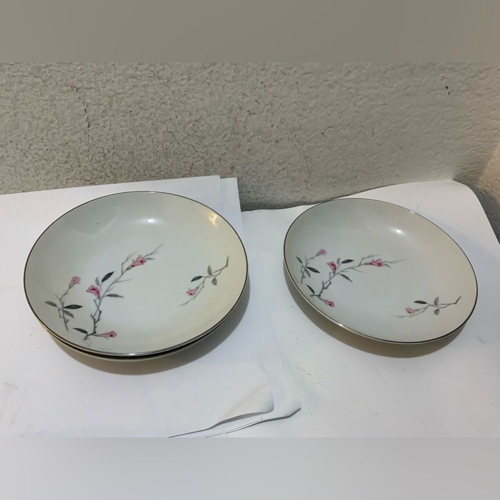 Set of 3 Cherry Blossom 7.5" Plates by Fine China of Japan 1067
